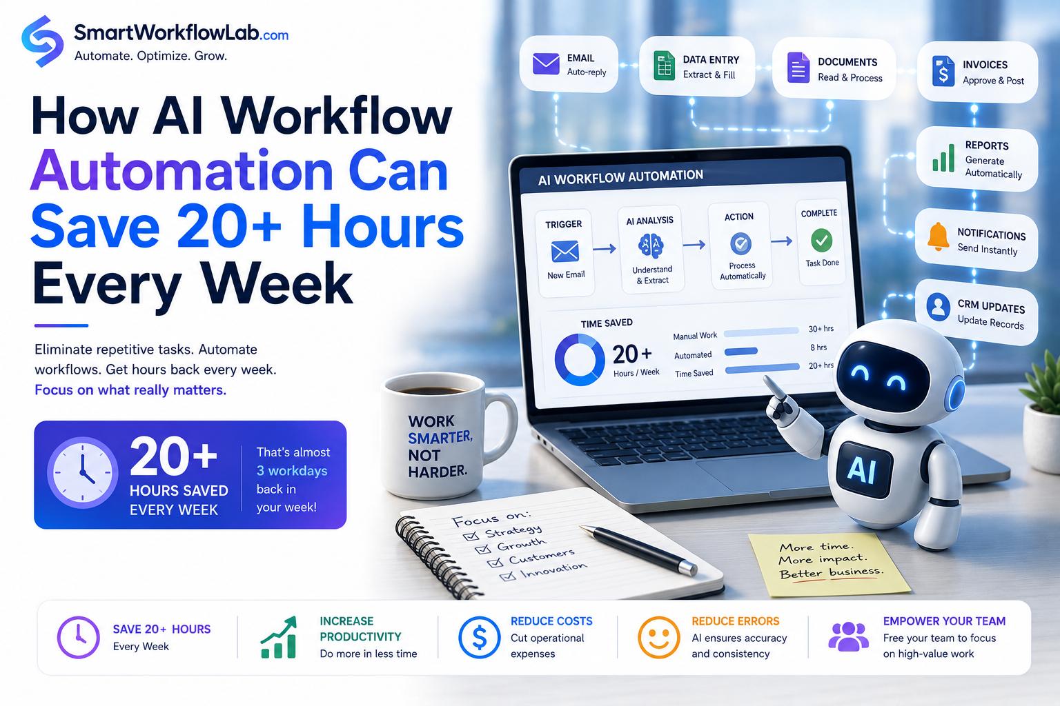 Illustration for the guide: How AI Workflow Automation Can Save 20+ Hours Every Week